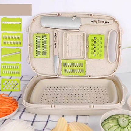 9 in 1 Folding Cutting Board Plastic Multi Function Household Cutting Board Kitchen Antibacterial Mildew Cutting Board Cutting Knife Set