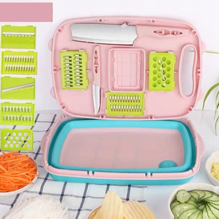 9 in 1 Folding Cutting Board Plastic Multi Function Household Cutting Board Kitchen Antibacterial Mildew Cutting Board Cutting Knife Set