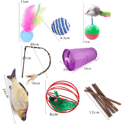 Pet Cat Toy Feather Mouse Funny Cat Channel Sisal Ball Molar Toys, 28 in 1 Cat Toy