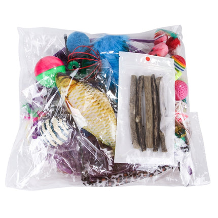 Pet Cat Toy Feather Mouse Funny Cat Channel Sisal Ball Molar Toys, 28 in 1 Cat Toy