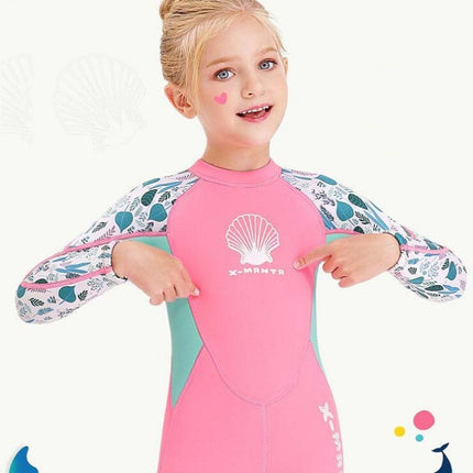 DIVE & SAIL M150556K Shell Pattern Children Diving Suit One-piece Swimsuit Snorkeling Surfing Anti-jellyfish Clothing