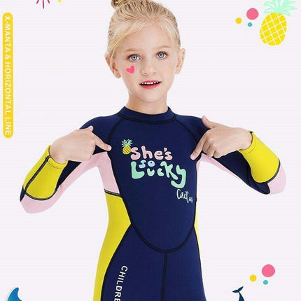 DIVE&SAIL Children Warm Swimsuit One-piece Wetsuit Long Sleeve Cold-proof Snorkeling Surfing Suit
