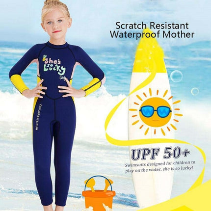 DIVE&SAIL Children Warm Swimsuit One-piece Wetsuit Long Sleeve Cold-proof Snorkeling Surfing Suit