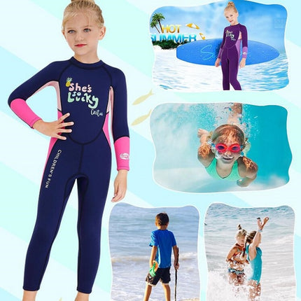 DIVE&SAIL Children Warm Swimsuit One-piece Wetsuit Long Sleeve Cold-proof Snorkeling Surfing Suit