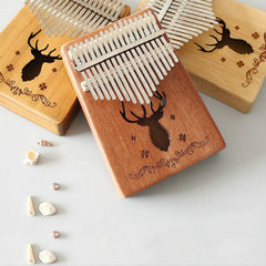 17-tone Kalimba Portable Thumb Piano, Mahogany-Classic Deer, Bamboo-Classic Deer, Mahogany-Sun God, Mahogany-Six-Pointed Star, Mahogany-Blue (Classic Deer), Spruce-Classic Deer, White-Classic Deer, Acacia-Classic Deer, Sapele-Classic Deer��������������...