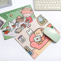 5 PCS Creative Cute Cartoon Rabbit Girl Mouse Pad Laptop Student Mouse Pad, Sofa, Hide and seek, Sleeping, Eating