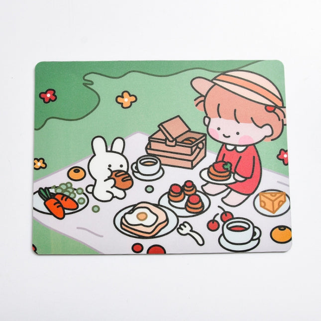 5 PCS Creative Cute Cartoon Rabbit Girl Mouse Pad Laptop Student Mouse Pad, Sofa, Hide and seek, Sleeping, Eating