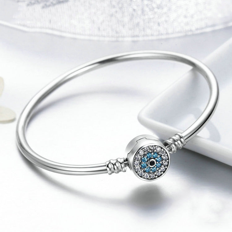 Guardian Eye S925 Sterling Silver Bangle Bracelet Set with Blue Gems