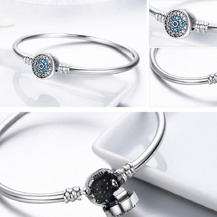 Guardian Eye S925 Sterling Silver Bangle Bracelet Set with Blue Gems