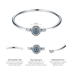 Guardian Eye S925 Sterling Silver Bangle Bracelet Set with Blue Gems