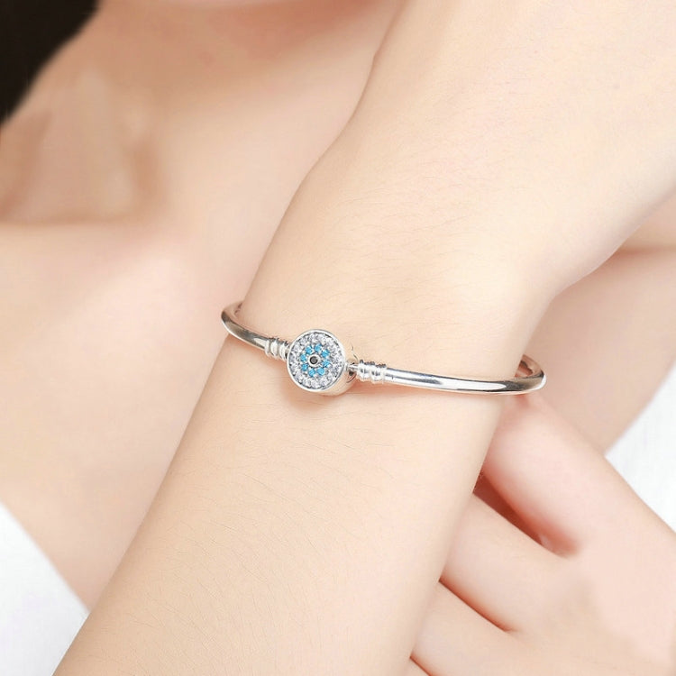 Guardian Eye S925 Sterling Silver Bangle Bracelet Set with Blue Gems
