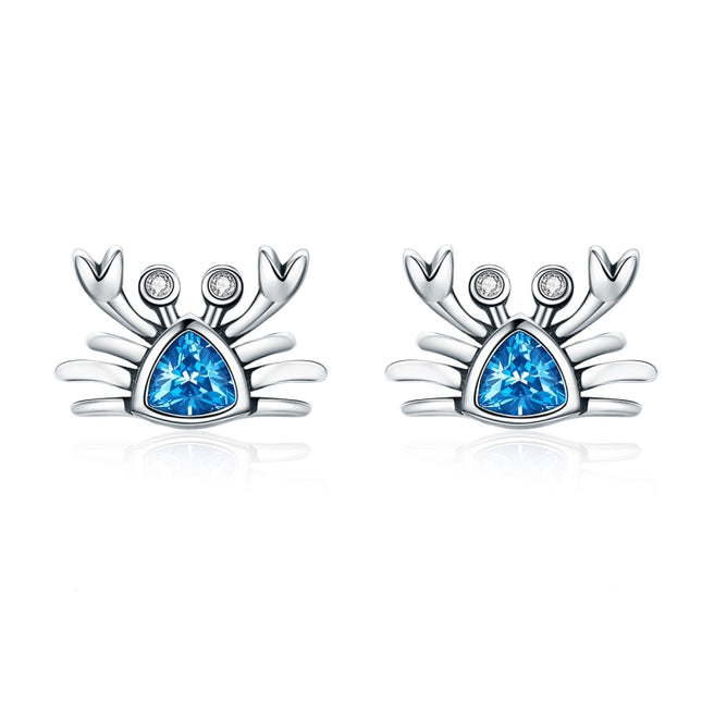 Little Crab S925 Sterling Silver Earrings with Gemstone Heart-shaped Earrings