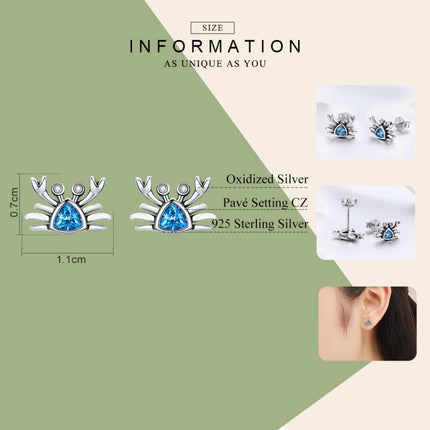 Little Crab S925 Sterling Silver Earrings with Gemstone Heart-shaped Earrings