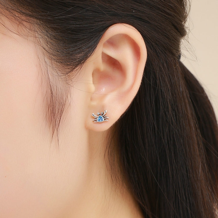 Little Crab S925 Sterling Silver Earrings with Gemstone Heart-shaped Earrings