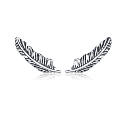 Retro Feather Earrings Sterling Silver Girls Earrings