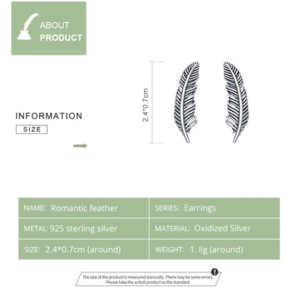 Retro Feather Earrings Sterling Silver Girls Earrings