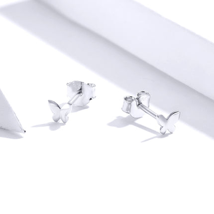 Sterling Silver Butterfly Earrings Fresh Simple and Compact Platinum-plated Girls Earrings