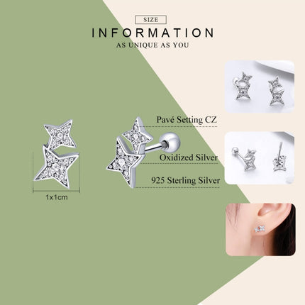 Sterling Silver Bright Star Style Diamond Earrings Female Earrings