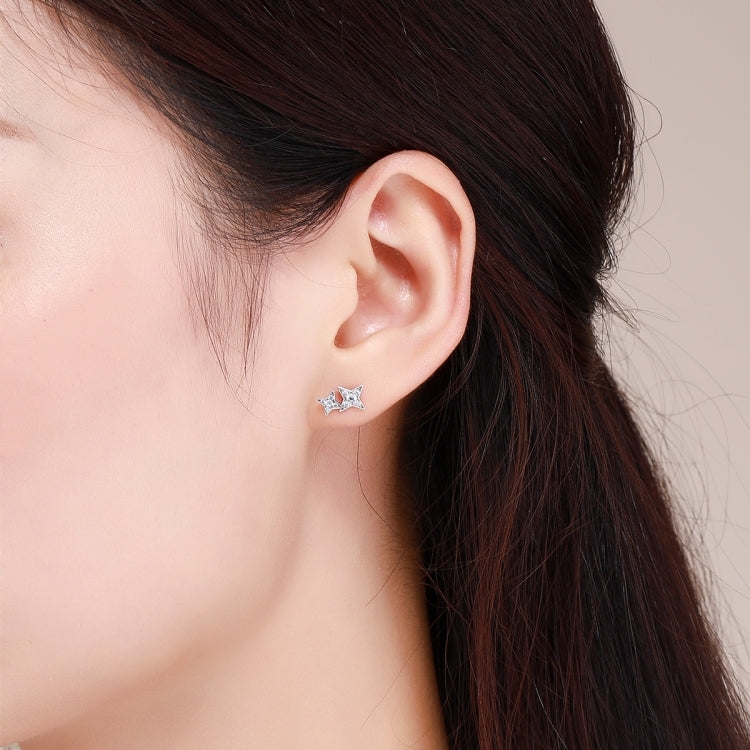 Sterling Silver Bright Star Style Diamond Earrings Female Earrings