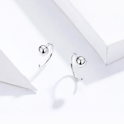 Sterling Silver Earrings Simple Platinum-plated Earrings Temperament Small Ball Earrings