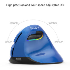 DELUX M618Mini Colorful Wireless Luminous Vertical Mouse Bluetooth Rechargeable Vertical Mouse, Cherry pink, Pearl blue, Mint Green, Elegant black, Classic black, Color white