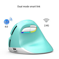DELUX M618Mini Colorful Wireless Luminous Vertical Mouse Bluetooth Rechargeable Vertical Mouse, Cherry pink, Pearl blue, Mint Green, Elegant black, Classic black, Color white