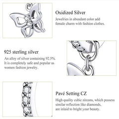 Butterfly S925 Sterling Silver Earrings Hollow Zircon Earrings