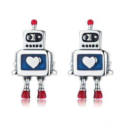 Robot S925 Sterling Silver Earrings Dripping Oil Hypoallergenic Earrings