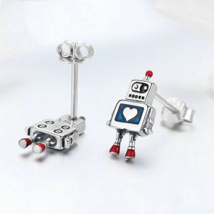 Robot S925 Sterling Silver Earrings Dripping Oil Hypoallergenic Earrings