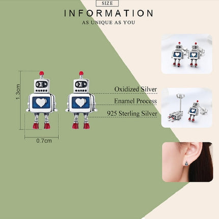 Robot S925 Sterling Silver Earrings Dripping Oil Hypoallergenic Earrings