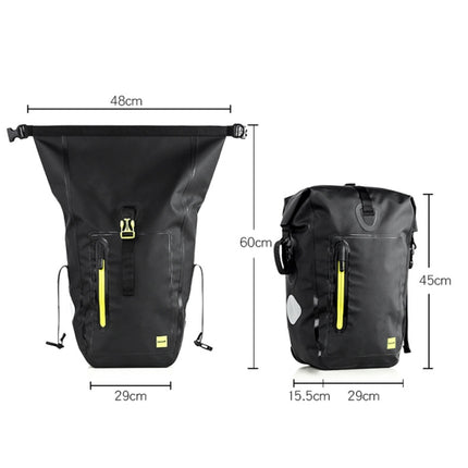 Rhinowalk Bicycle Backpack Full Waterproof Shelf Bag 25L Unilateral Frame Bag Long-distance Travel Bicycle Bag, Black Green, Full Black