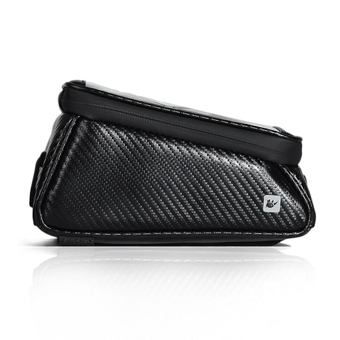 Rhinowalk Bicycle Front Tube Bag Waterproof Mobile Phone Touch Screen Multi-function Bicycle Handlebar Bag, Carbon Fiber Black, Matt Black