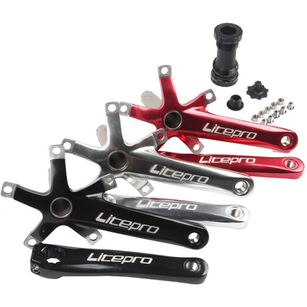 Litepro Folding Bicycle LP Hollow One-piece Crank Tooth Disc Bottom Axle Modified SP8, Left and Right Crank+Bottom Bracket