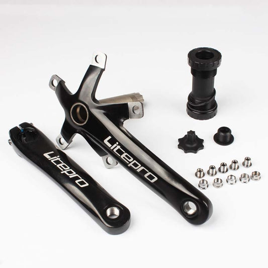 Litepro Folding Bicycle LP Hollow One-piece Crank Tooth Disc Bottom Axle Modified SP8, Left and Right Crank+Bottom Bracket