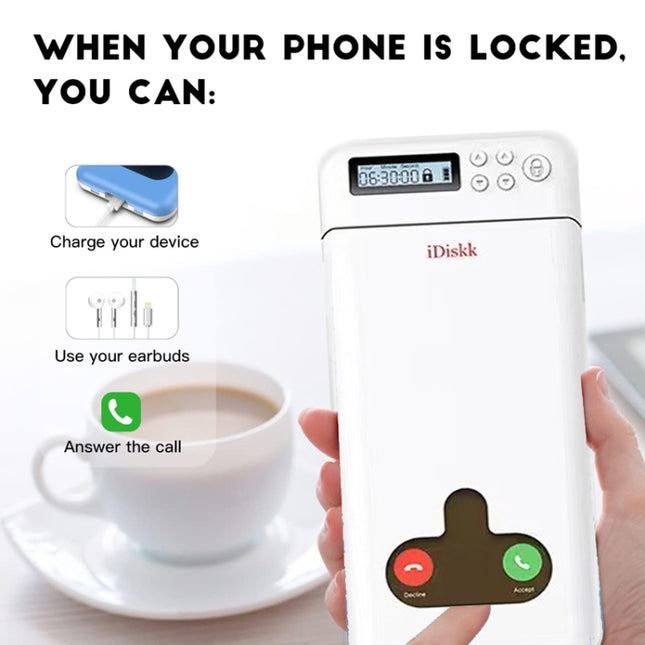 IDISKK Cell Phone Lock Box With Timer For Mobile Phones Within 6.7 Inch, lock03 White