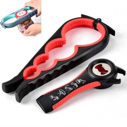 2pcs / Set Five-in-one Can Opener + Four-in-one Multi-function Bottle Opener Set, 5 in 1 Red Black, 5 in 1 Blue Gray