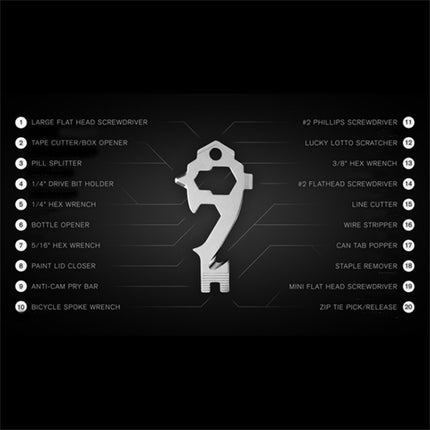 20 in 1 Multi-function EDC Tool Key Ring Bottle Opener Screwdriver Multi-purpose Outdoor Mini Tool, Key Ring Bottle Opener