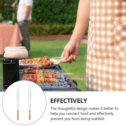 Stainless Steel Barbecue Skewers Barbecue Fork U-shaped Barbecue Fork, Spec: 6pcs + 2  Sweeps