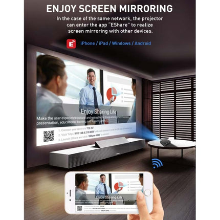 Miniproyector inteligente P11 854x480 DLP con control remoto por infrarrojos, Android 9.0, 2 GB + 16 GB, compatible con WiFi 2,4 G/5 G, Bluetooth, tarjeta TF