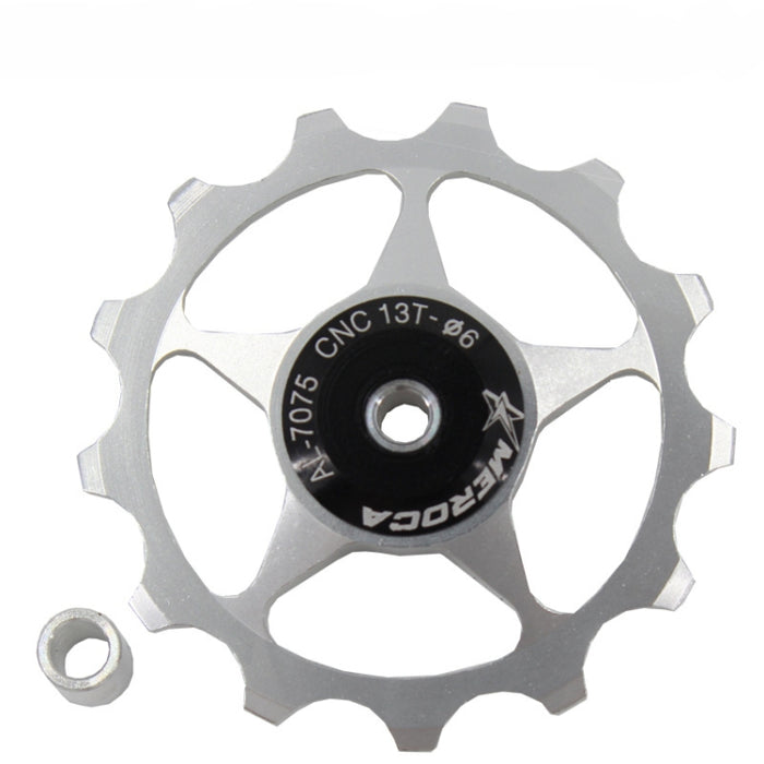 MEROCA Metal Bearings Mountain Bike Road Bike Rear Derailleur Guide Wheel 11T/13T Guide Wheel, 13T Silver, 11T Electroplating Colorful, 13T Electroplating Colorful