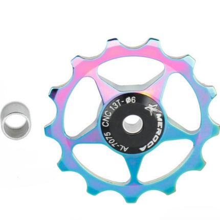 MEROCA Metal Bearings Mountain Bike Road Bike Rear Derailleur Guide Wheel 11T/13T Guide Wheel, 13T Silver, 11T Electroplating Colorful, 13T Electroplating Colorful