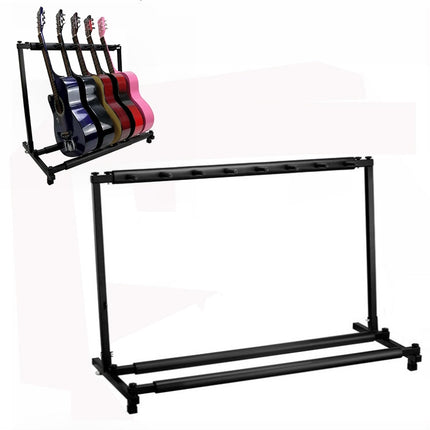 Foldable Long Metal Guitar Display Stand Shelf, Three Racks, Five Racks, Seven Racks, Nine Racks