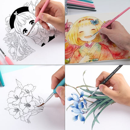 WeiZhuang Hook Line Pen Painting Hand-painted Watercolor Wolf Mint Hook Line Pen Painting Stroke Thin Line Brush, 10 PCS 00000 Pink, 10 PCS 000 Pink, 10 PCS 00 Pink, 10 PCS 0 Pink, 10 PCS 1 Pink, 10 PCS 2 Pink, 10 PCS 3 Pink, 10 PCS 4 Pink, 10 PCS 5 Pi...