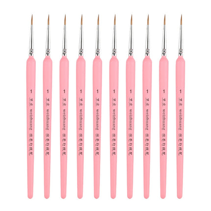 WeiZhuang Hook Line Pen Painting Hand-painted Watercolor Wolf Mint Hook Line Pen Painting Stroke Thin Line Brush, 10 PCS 00000 Pink, 10 PCS 000 Pink, 10 PCS 00 Pink, 10 PCS 0 Pink, 10 PCS 1 Pink, 10 PCS 2 Pink, 10 PCS 3 Pink, 10 PCS 4 Pink, 10 PCS 5 Pi...
