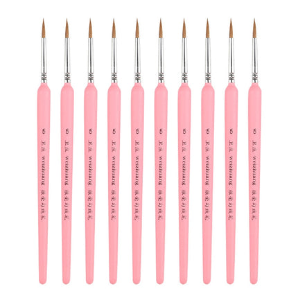 WeiZhuang Hook Line Pen Painting Hand-painted Watercolor Wolf Mint Hook Line Pen Painting Stroke Thin Line Brush, 10 PCS 00000 Pink, 10 PCS 000 Pink, 10 PCS 00 Pink, 10 PCS 0 Pink, 10 PCS 1 Pink, 10 PCS 2 Pink, 10 PCS 3 Pink, 10 PCS 4 Pink, 10 PCS 5 Pi...