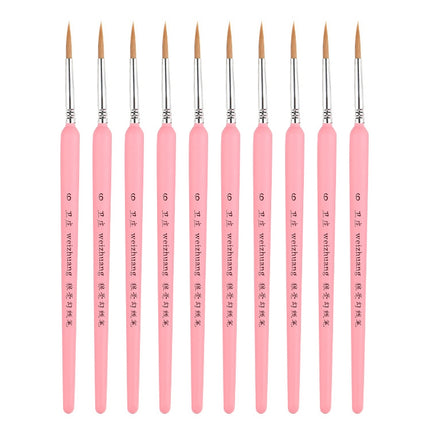 WeiZhuang Hook Line Pen Painting Hand-painted Watercolor Wolf Mint Hook Line Pen Painting Stroke Thin Line Brush, 10 PCS 00000 Pink, 10 PCS 000 Pink, 10 PCS 00 Pink, 10 PCS 0 Pink, 10 PCS 1 Pink, 10 PCS 2 Pink, 10 PCS 3 Pink, 10 PCS 4 Pink, 10 PCS 5 Pi...