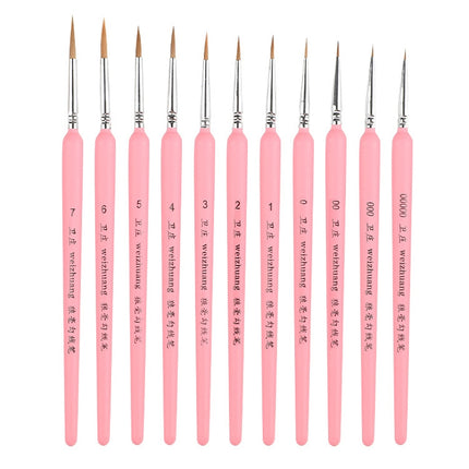 WeiZhuang Hook Line Pen Painting Hand-painted Watercolor Wolf Mint Hook Line Pen Painting Stroke Thin Line Brush, 10 PCS 00000 Pink, 10 PCS 000 Pink, 10 PCS 00 Pink, 10 PCS 0 Pink, 10 PCS 1 Pink, 10 PCS 2 Pink, 10 PCS 3 Pink, 10 PCS 4 Pink, 10 PCS 5 Pi...