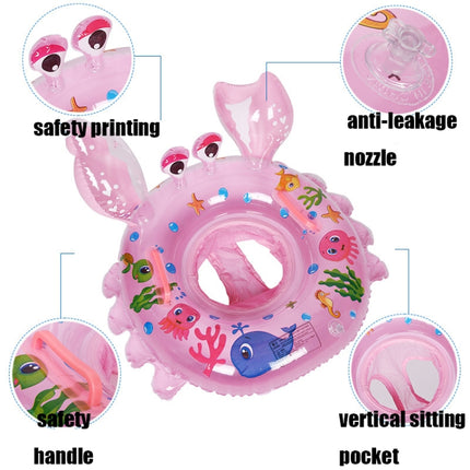 Crab Shape Baby Swimming Ring Sitting Ring Inflatable Float Ring, Blue, Pink