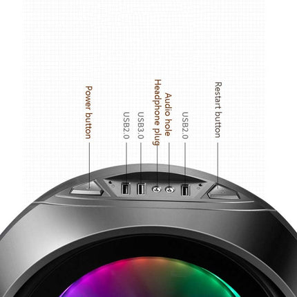 GAMEKM Genki Bomb Personality Gaming Internet Cafe Side Through Gaming Case USB 3.0 Water-cooled Desktop Computer Case, White, Pink, Black