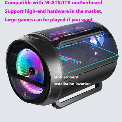 GAMEKM Genki Bomb Personality Gaming Internet Cafe Side Through Gaming Case USB 3.0 Water-cooled Desktop Computer Case, White, Pink, Black